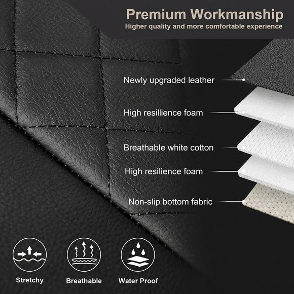 Front Car Seat Covers Bucket Seat Covers Leather High Back Auto Seat Covers for Cars Trucks Jeep Van SUV Pickup Airbag Compatible (Black)
