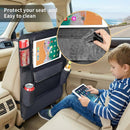 Car Backseat Organizer with Touch Screen Tablet Holder 9 Storage Pockets Protectors Kick Mats Travel Accessories for Kids-Black-3