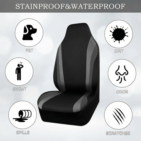 AquaShield Neoprene Waterproof Car Seat Covers for Front Seats Only High Back Bucket Seat Cover Airbag Compatible Line Rider Seat Covers Universal Fit for Truck Van SUV (Black and Gray)