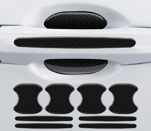 8Pcs Car Door Handle Bowl Sticker Reflective Car Door Handle Paint Scratch Protector Self-Adhesive Scratch Collision Protection Guard Auto Exterior Decor Universal for SUV Truck RV (Black)