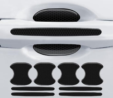 8Pcs Car Door Handle Bowl Sticker Reflective Car Door Handle Paint Scratch Protector Self-Adhesive Scratch Collision Protection Guard Auto Exterior Decor Universal for SUV Truck RV (Black)