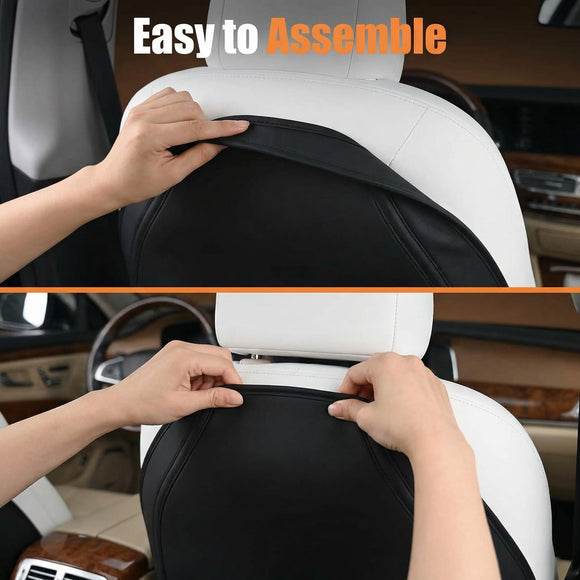 Leather Seat Back Protector Designed for Tesla Model Y Model 3 Model S/X Accessories(Includes 2025 New Model Y & 2024-2025 Model 3 Highland) Wear-Resistant Kick Mats with Organizer Pocket Set of 2