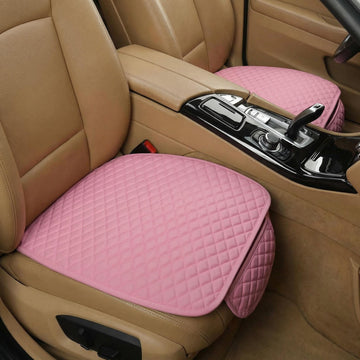 Pu Leather Car Seat Bottom Covers Protectors Include 1 Pair Front Driver Seat Pad Mat and 1 Rear Bench Cover Universal Fit 90% Vehicles Pink