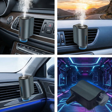 Car Air Freshener Diffuser Smart Car Aroma Diffuser Air Freshener Spray Automatic with 10PCS Cologne Aromatherapy Oil (Grey) - 0