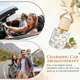 2 Sets Hanging Car Air Freshener and Essential Oil Diffuser Car Air Freshener Daisy Essential Oil Diffuser Long Lasting Automobile Aromatherapy (White Pistachio & Salted Caramel) - 0