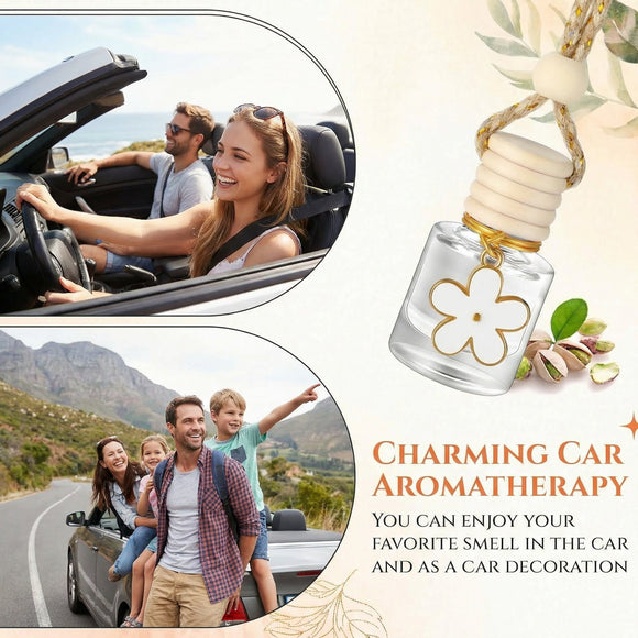 2 Sets Hanging Car Air Freshener and Essential Oil Diffuser Car Air Freshener Daisy Essential Oil Diffuser Long Lasting Automobile Aromatherapy (White Pistachio & Salted Caramel)