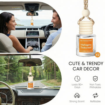 Hanging Car Air Freshener Long Lasting Scent Cute Air Fresheners for Women 2 Pack Non-Toxic Essential Oil Diffuser Made in USA - 0