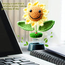 Sunflower Car Accessories Dashboard Decorations, Crochet Smiley Shaking Sun Flowers Bobblehead Dashboard Car Decor for Women, for Cute Girl Car Interior Desk Ornaments Gifts (H 5.2 in)-5