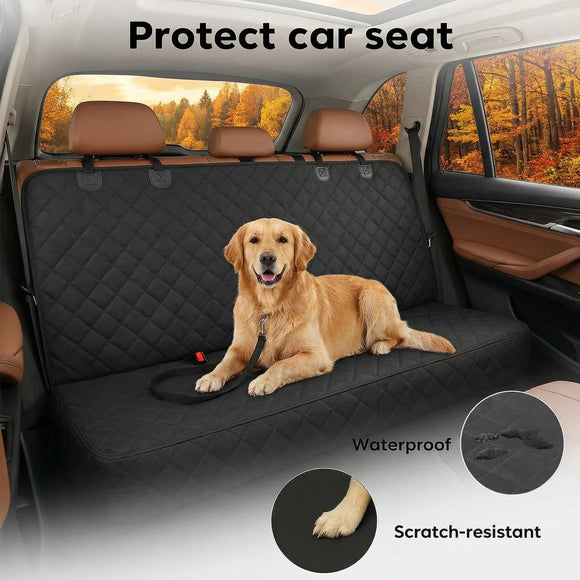 Waterproof Dog Car Seat Cover with Belt for Back Seat - Washable Pet Protector Accessories for Cars Trucks SUVs and Bench Seats - Auto Backseat Hammock for Small & Large Dogs