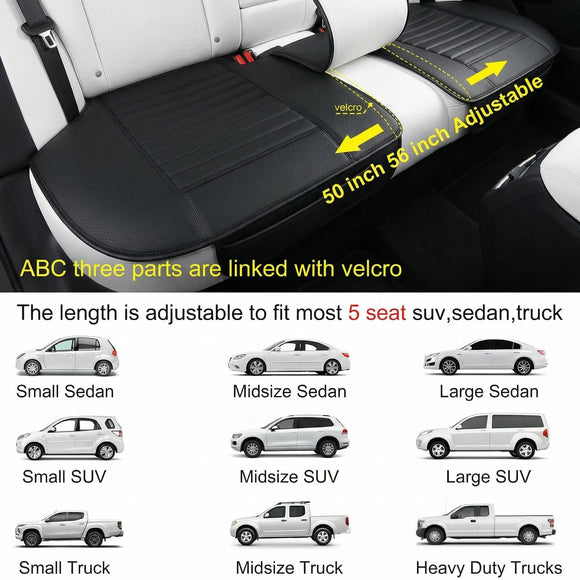 Back Seat Covers Rear Seat Cushions Auto Bench Protector with Breathable PU Leather and Non-Slip Bottom Universal for 4 Season (Black 61 x 20. 5)