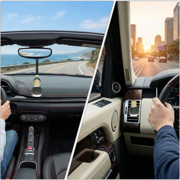 Ikeda Car Air Freshener: Hanging Smell Air Freshener | Car Scent |10ml Round Hanging Decoration | Long Lasting Fragrance | For Auto Home(New Car)