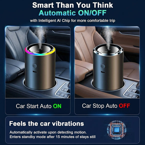 Smart Car Air Freshener Diffuser Car Diffuser Air Fresheners Long Lasting with 100ml Capacity Essential Oil Last 6 Months RGB Music Syncing Light Auto On/Off 5 Adjustable Car freshener Cologne