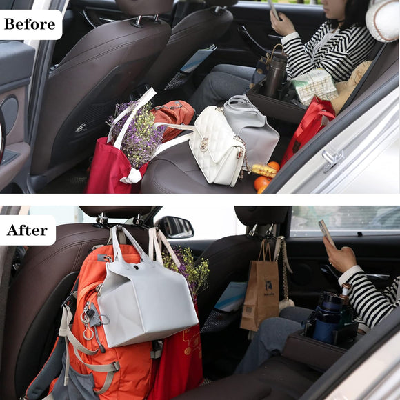 Car Purse Hook,Purse Holder for Car, Purse Hook for Car,Multi-Functional Hidden Hooks,Headrest Hooks for Car,Car Storage Hooks Saygoodbye to The Messy Space,Boutique Deep Gun Color