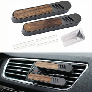 2 Packs Car Air Freshener Diffuser Car Diffusers for Essential Oils Perfume Diffuser &1Essential Oil Bottle 4 Unscent Reusable Fiber Sticks Custom Scent Metal & Wood Design Gift for Men