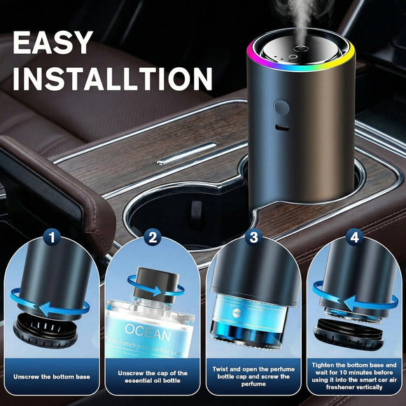 Smart Car Air Freshener Diffuser Car Diffuser Air Fresheners Long Lasting with 100ml Capacity Essential Oil Last 6 Months RGB Music Syncing Light Auto On/Off 5 Adjustable Car freshener Ocean