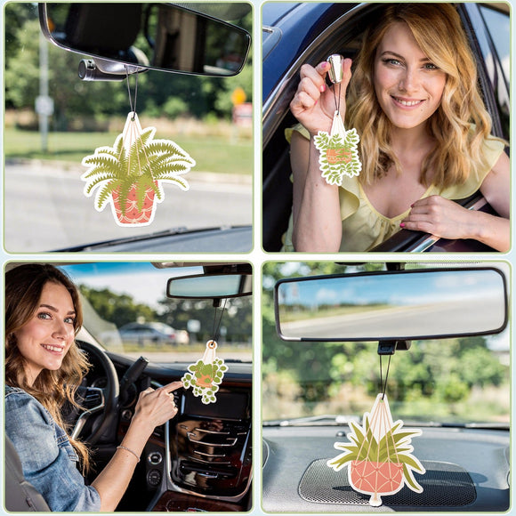 8 Pack Car Hanging Plants Air Freshener for Women Long Lasting Funny Plant Car Mirror Accessories Little Scented Hanging Air Fresheners