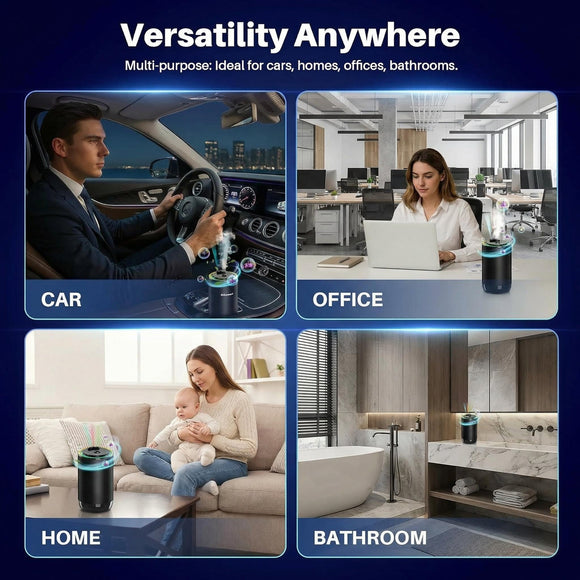 Smart Car Air Freshener Star Ambiance Roof and Premium Design Healthy Eco-Friendly Fragrance Auto On/Off 3 Adjustable Modes Black Air Freshener Perfect for Car Bedroom Office Restrooms.