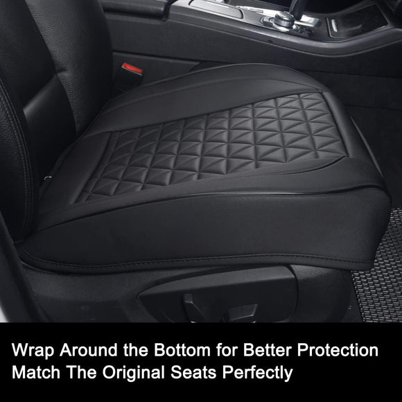 Luxury Faux Leather Car Seat Cover Front Bottom Seat Cushion Cover, Anti-Slip and Wrap Around The Bottom, Fits 95% of Vehicles - 1 Piece,Black