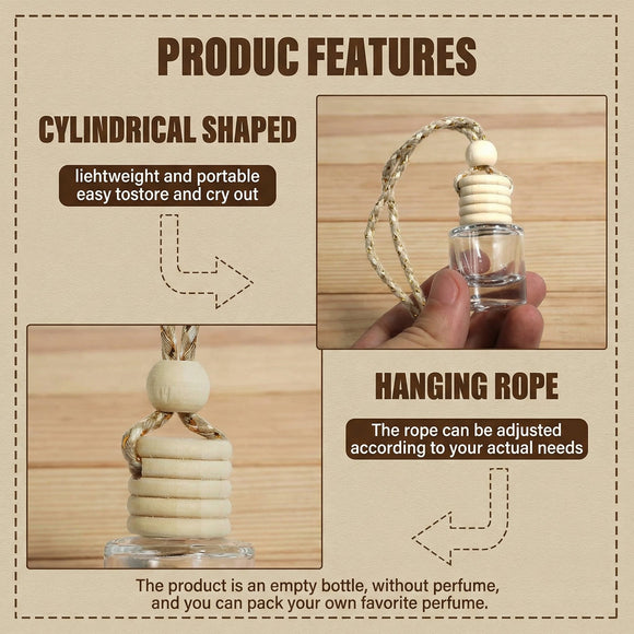 ESEWALAS 5PCs Hanging Car Air Freshener Empty Glass Perfume Bottlespendant Bottle Air Freshener Pendant