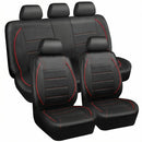 Universal FIT Piping Leather Car Seat Cover for suvs Van Trucks Airbag Compatible Inside Zipper Design and Reserved Opening Holes (Full Set Black and Red)-7