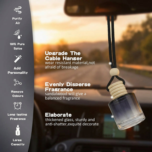 Car Air Fresheners for Men | 10ml Air Freshener | Strong Perfume Hanging Diffuser with Odour Eliminaor Technology | Car Accessories | Car Scents Air Fresheners by Ikeda (Square New Car)