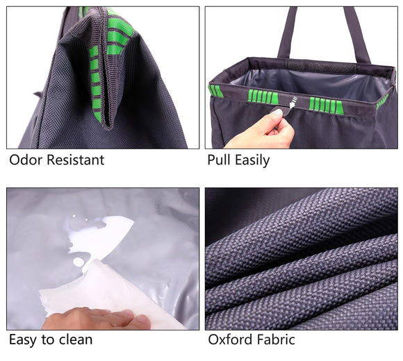 Car Trash Bag Hanging, 3.5 Gallons Large Capacity Car Trash Can for SUV, Leakproof Car Garbage Bag for Back Seat, Car Accessories, Foldable Car Organizer with 4 Pockets for Camping Gray