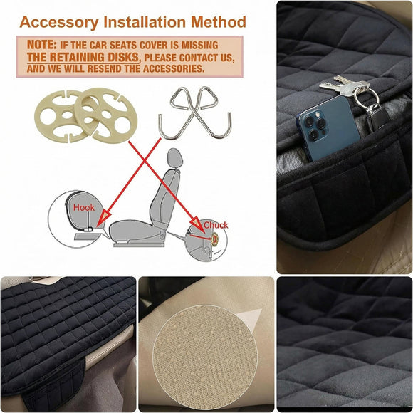 Rear Car Seat Mat Universal Car Rear Seat Covers with Pockets Bench Car Seat Cover Non-Slide Winter Pad Auto Seat Protector Flocking Cloth Covers Rear Car Seat Cover for Most 5-Seats Vehicle