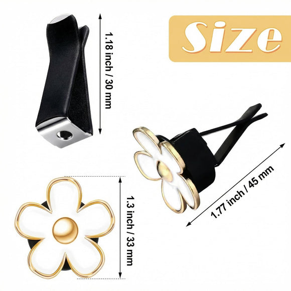 6 Pcs Daisy Flower Air Vent Clip Accessories Air Conditioning Outlet Clip Car Air Freshener Dashboard Accessories Charm Car Inter Decor(3 cm 3.3 cm White)