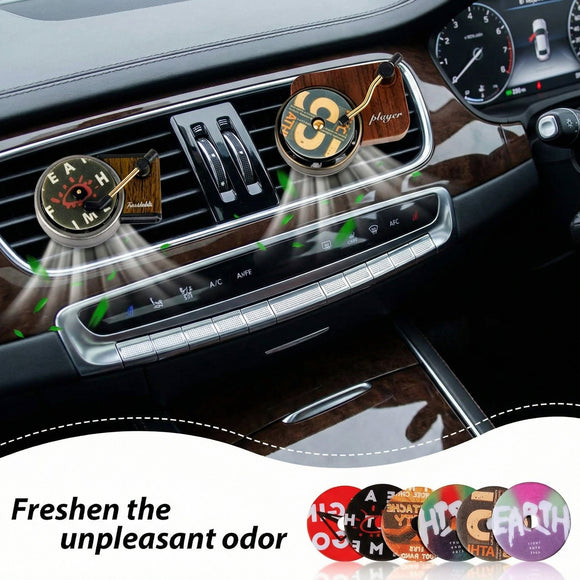 14 Pieces Car Air Freshener Record Player Air Fragrance Diffusers Clips Retro Style Included 2pcs Record Player Car Vent Clip 12 Pieces Aromatherapy Tablets Aromatherapy Replacement Pads