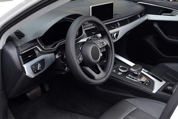 Steering Wheel Cover, Universal 15 inch, Microfiber Leather, Anti-Slip, Odorless, Black Lines