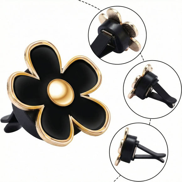 6 Pcs Daisy Flower Air Vent Clip Accessories Air Conditioning Outlet Clip Car Air Freshener Dashboard Accessories Charm Car Inter Decor(2.5 cm 3 cm 3.3 cm Black)