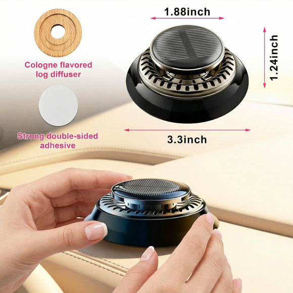 Car Air Freshener Solar Energy Auto Rotating Diffuser with Fragrance Aromatherapy Air Purifier for Car and Home Vehicle Interior Scents Decor Accessories for Men Women (Black Cologne)