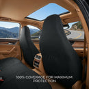 Leather Car Seat Covers Sports Carbon Fiber & Mesh Design High-Back Two Front Set Waterproof Automotive Seat Covers Airbag Compatible Universal Fit for Most Cars (Black & Black)-5
