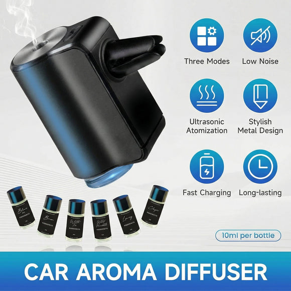 Car Air Freshener Air Freshener Diffuser Three Adjustable Modes Aromatherapy Machine Rechargeable (Black)