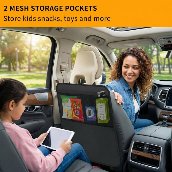 Kick Mats with Organizer - 2 Pack Backseat Protector Seat Covers for Your Car SUV Minivan or Truck Seats - Vehicle Back Seat Kids Safety Accessories - Universal Fit Automotive Interior Protectors