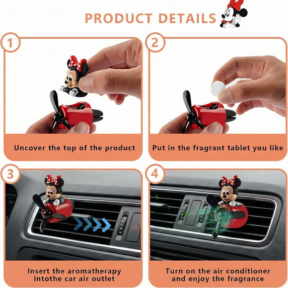 Car Air Fresheners Cute Cartoon Mouse Pilot Car Diffuser Rotating Propeller Automotive Air Outlet Fan Creative Car Perfume Decoration Cool Car Accessories (Women)