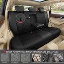 Leather Back Seat Cover Breathable Mesh Universal Bench Seat Cover Super 5mm Composite Sponge Inside Airbag Compatible Fits Most Automotive Cars SUVs Trucks and Vans (Rear Black)-3