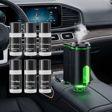 Smart Car Air Freshener Diffuser Auto On/Off Aromatherapy Diffuser with 3 Scent Modes USB Rechargeable Vent Clip 6 Essential Oil Refills Included Long-Lasting Fragrance Car Decor & Gift