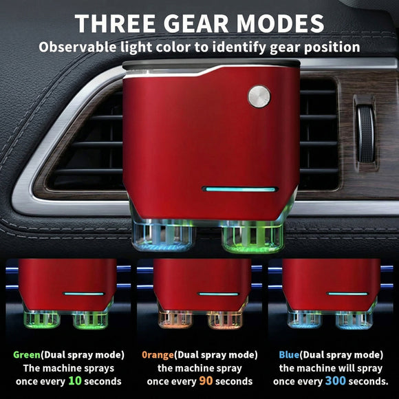 Smart Car Air Freshener Dual-Channel Diffuser Long-Lasting Scent Air Freshener Three Adjustable Modes Aromatizante Para Carro With 4pcs Aromatherapy Oil Oils Rechargeable Intelligent Red