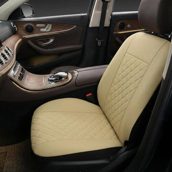 Front Seat Covers for Bucket Seats Faux Leather Seat Covers Universal for Most Cars SUV and Mini Van (Beige)