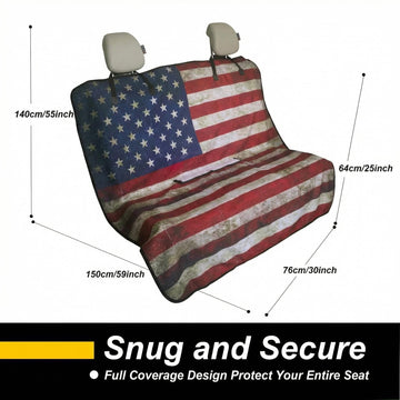 Back Seat Cover for Car Trucks Van SUV Waterproof Rear Bench Towel Seat Covers for Dogs and Kids Automotive Backseat Protector (American Flag) - 0