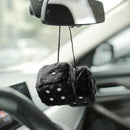 2.75” Fuzzy Dice with Leather Dots Retro Car Mirror Hanging Accessories for Car Decoration (Black)-5