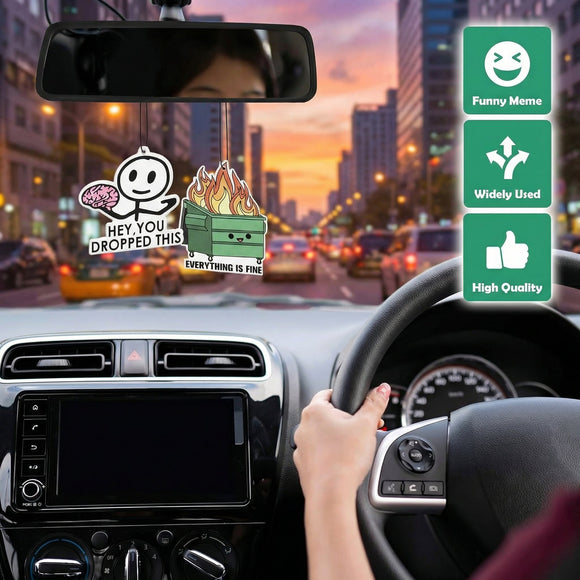 7 Pcs Funny Meme Car Air Fresheners Cute Cartoon Incense Chips Scented Diffuser Rearview Mirror Hanging Pendant Ornaments Decoration Automotive Interior Accessories Party Favors for Women Man