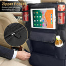 Car Backseat Organizer with Touch Screen Tablet Holder 9 Storage Pockets Protectors Kick Mats Travel Accessories for Kids-Black-4