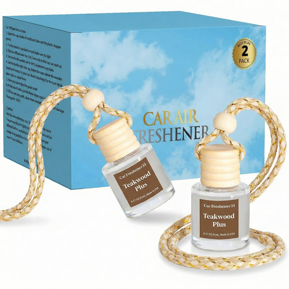 Car Air Freshener Diffuser 2 Pack Hanging Mahogany Teakwood Car Air Freshener for Women 45+ days Long Lasting Fragrance Made in USA (M33)