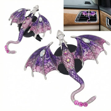 Bling Wyvern Car Air Freshener Vent Clips 2pcs Alloy Purple Enamel Dragon Vent Clips Car Accessories Refillable Car Diffuser with Felt Mads Coffee Fragrance Tablets