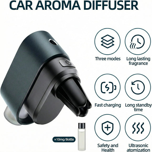 Smart Car Air Freshener Diffuser - Rechargeable Car Diffuser with 3 Modes Ultrasonic Aroma Diffuser with 4 Essential Oils Long-Lasting Freshener for Women and Men