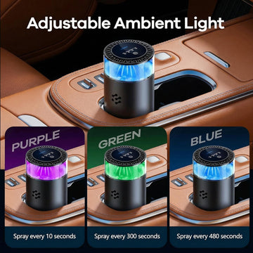 Smart Car Air Freshener Automatic Car Air Freshener Diffuser with Ambient Light Car Diffuser with 2 Essential Oil Box Aromatizante Para Carro Car Fresheners Long Lasting (2 Essential Oil Box) - 0