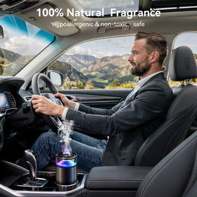 2025 Upgraded Smart Car Air Freshener Diffuser New Car Smell Air Freshener Long Lasting Auto On/Off Car Scent with 8 Ambient Lights Car Diffusers for Essential Oil (Snow Mountain) - 0