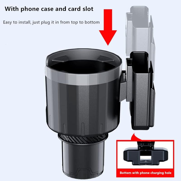 Expandable Car Cup Holder NEW 3-in-1 with Phone Holder and Card Slot Adjustable Cup Holder for Car Cup Holder Expander Suitable for bottles ranging from 10 oz to 38 oz Large Cup Holder Adapter for Car